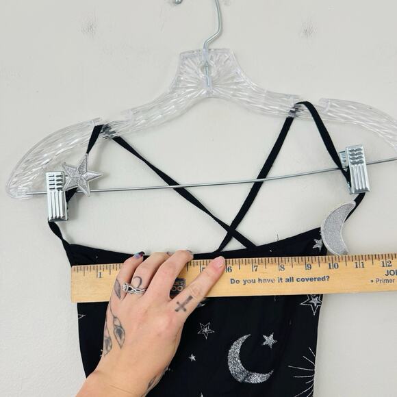 ollz kill Trickz N Treatz Black Dress With Stars And Moon Print womans Size L - Picture 3 of 10